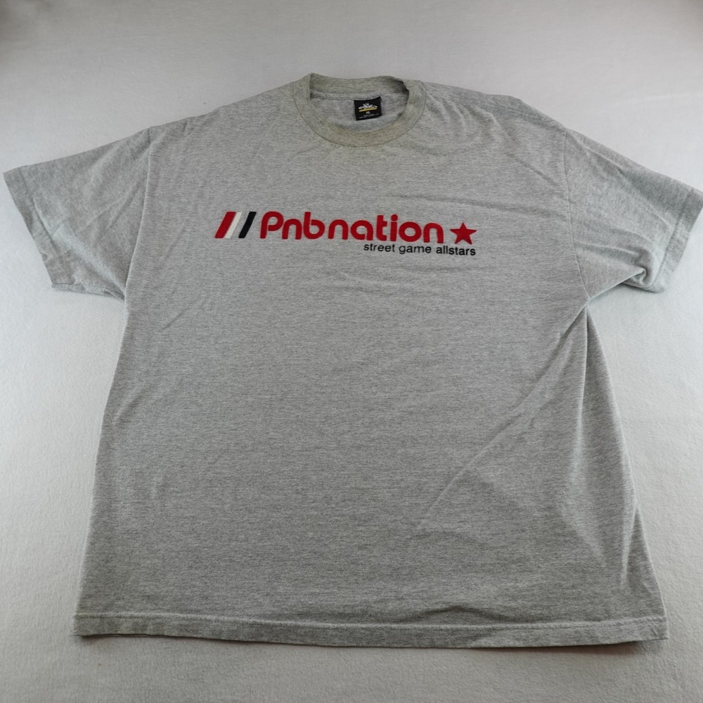 Vintage PNB Nation Shirt Mens XL Gray Logo Graphic Hip Hop USA 90s Y2K Flaws